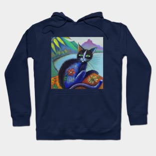 Island Cat Painting in the style of Gauguin Hoodie